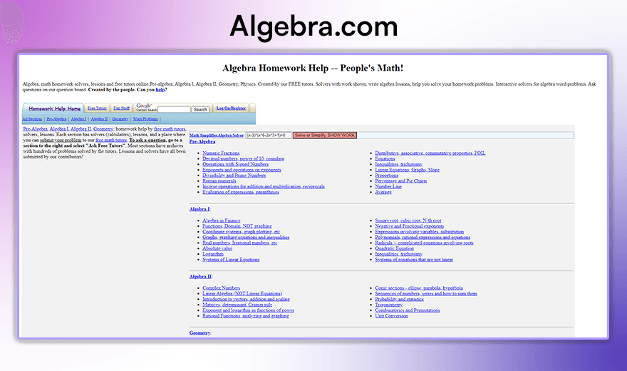 Algebra Algebra