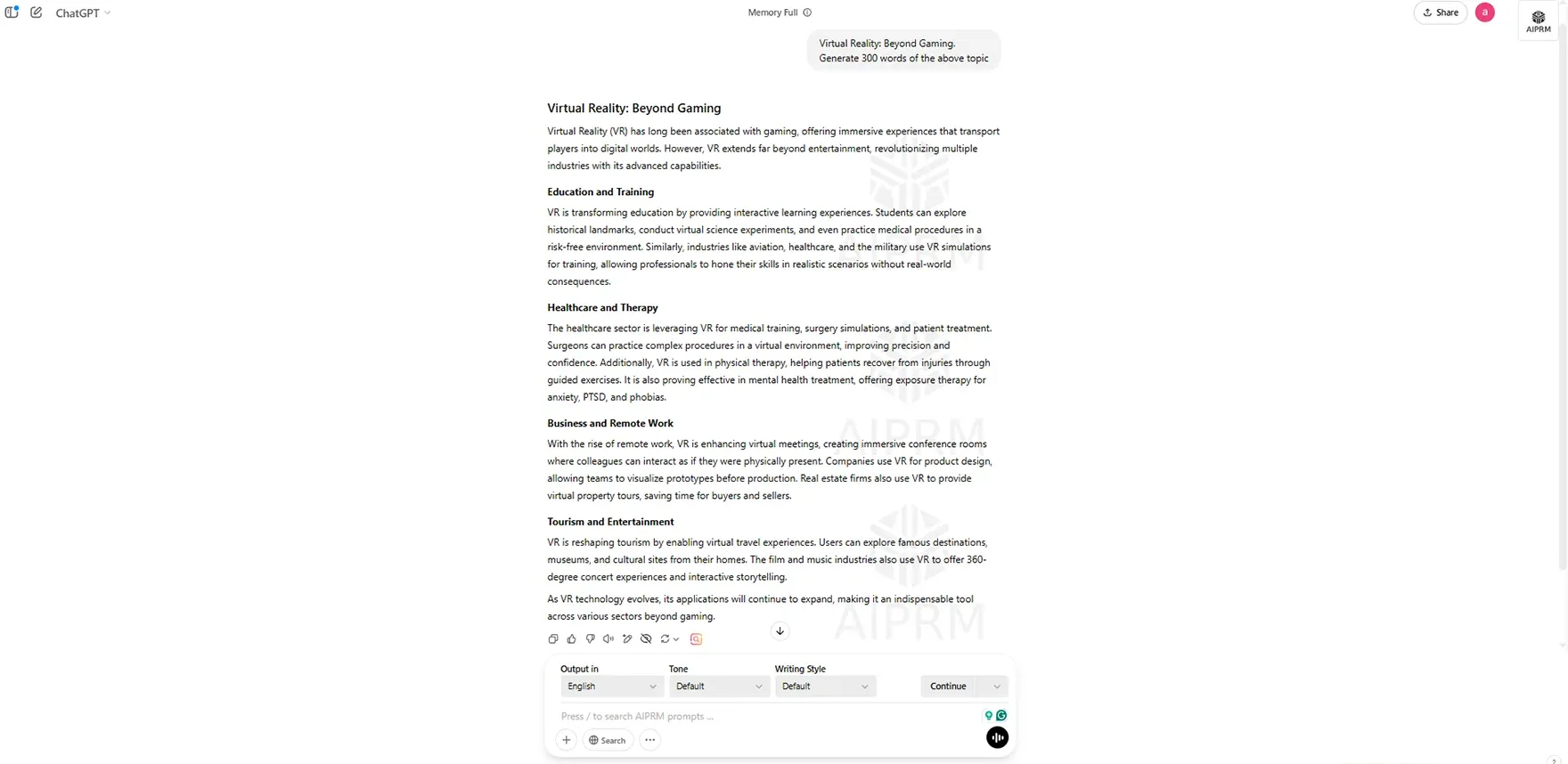 Generate ChatGPT Paragraph