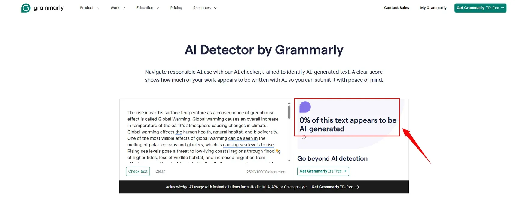 Testing on Grammarly AI Detector Testing on Grammarly AI Detector
