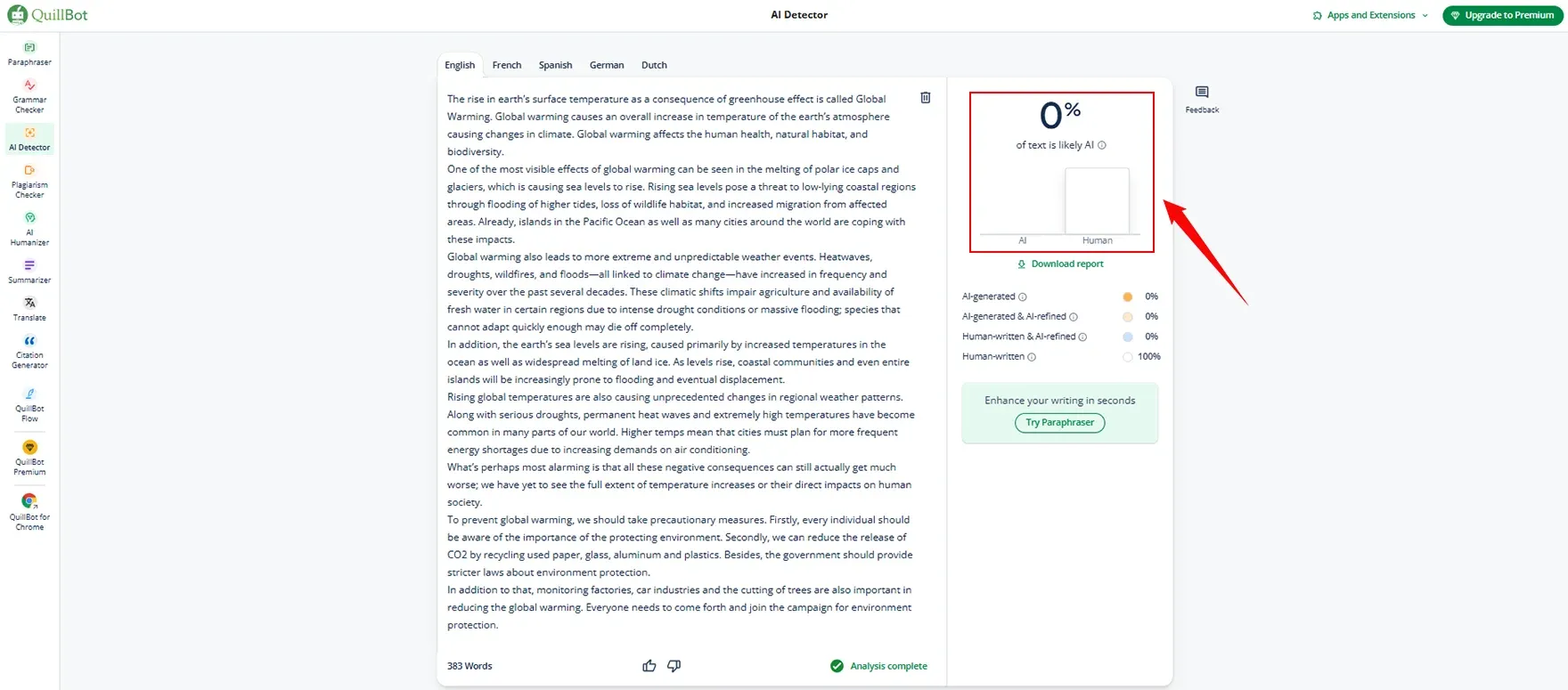 Testing on Quillbot AI Detector Testing on Quillbot AI Detector