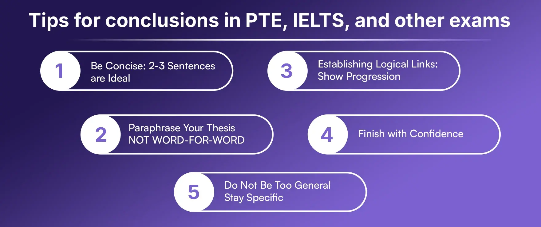 Tips for conclusions in PTE, IELTS, and other exams