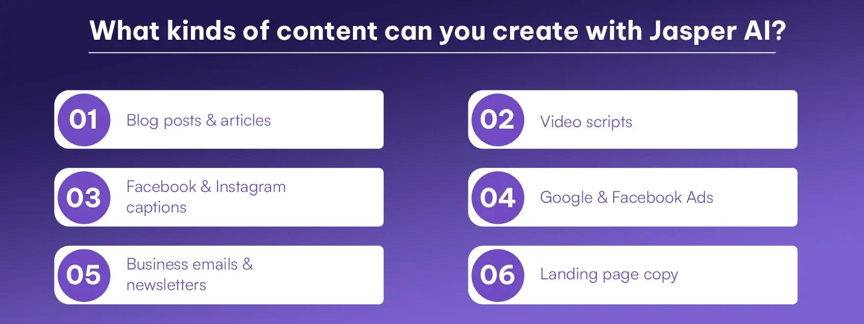 What kinds of content can you create with Jasper AI What kinds of content can you create with Jasper AI